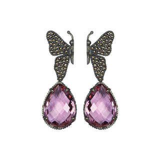 Arete mariposa Katie + Drop complex lila Arete + Drop de Joyería Regina Castillo