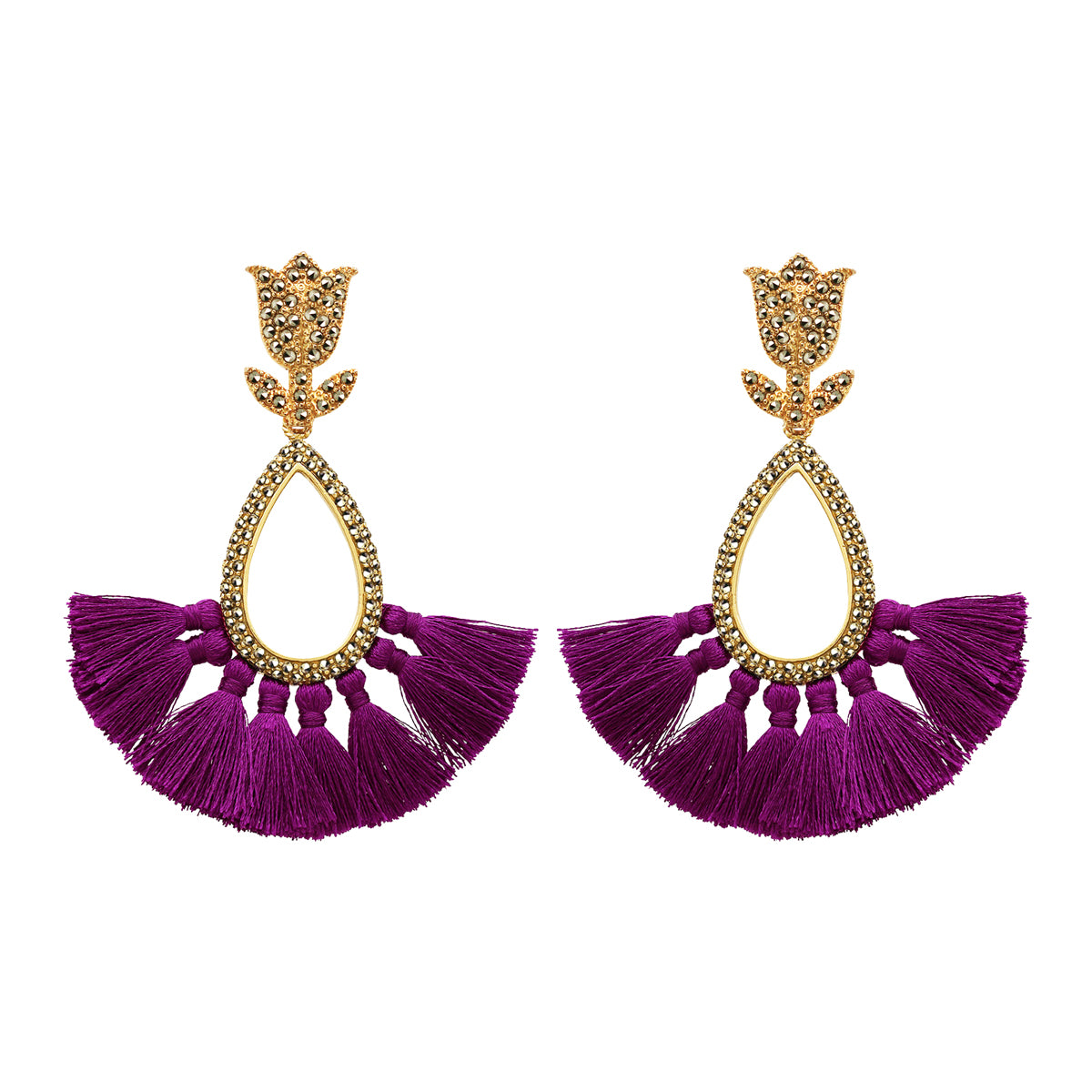 COMBO Tulip Gold Tres Estilos - Drop Gold Amarillo, Drop Abanico y Drop Azul Relieve (LIMITED) Arete + Drop de Joyería Regina Castillo