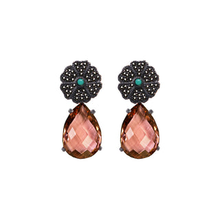Pav Flower Earring with Lumiere morganite drop