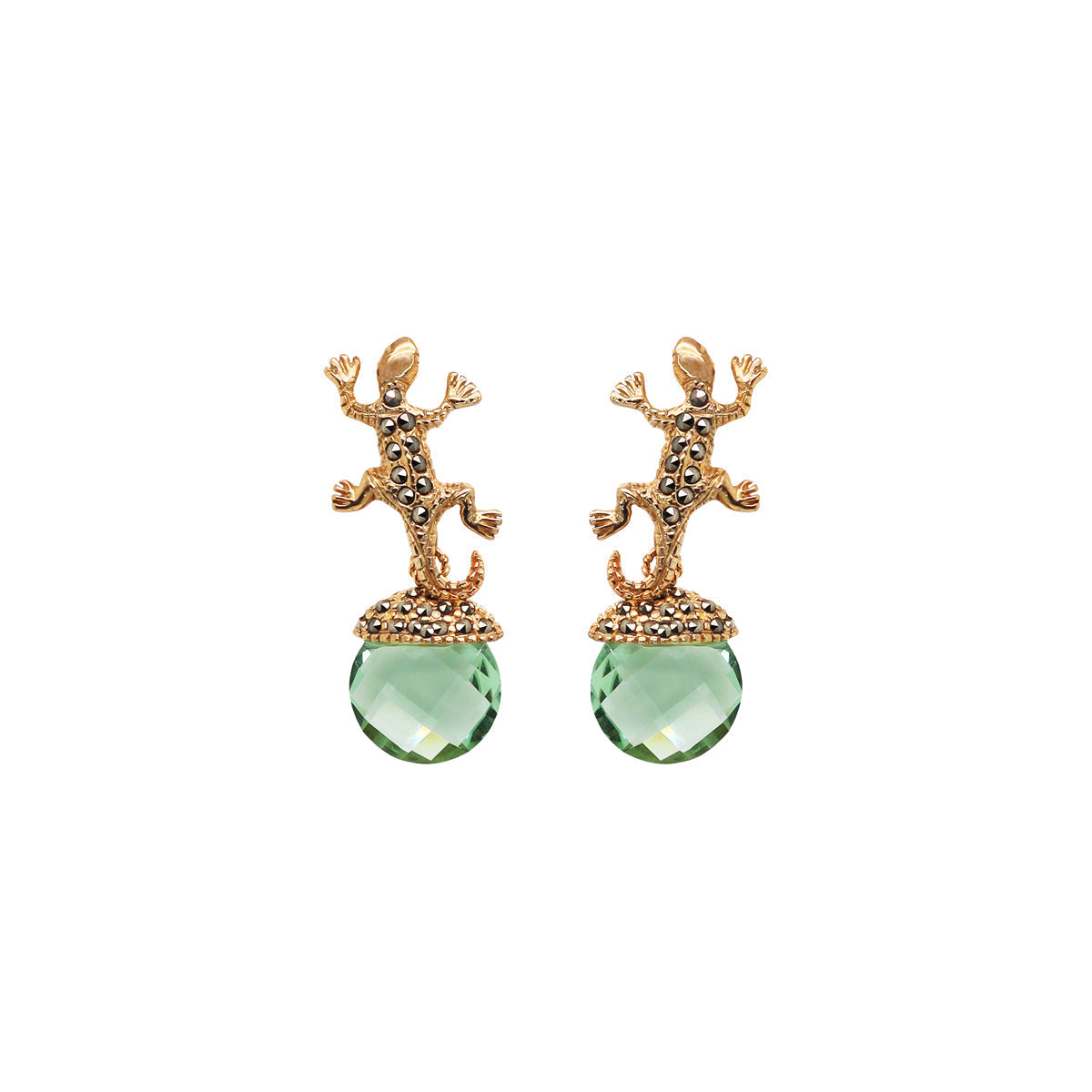 COMBO Arete Salamandre Con Drop Duomo Gold, Fut Gold y Quartz (LIMITED) Arete + Drop de Joyería Regina Castillo