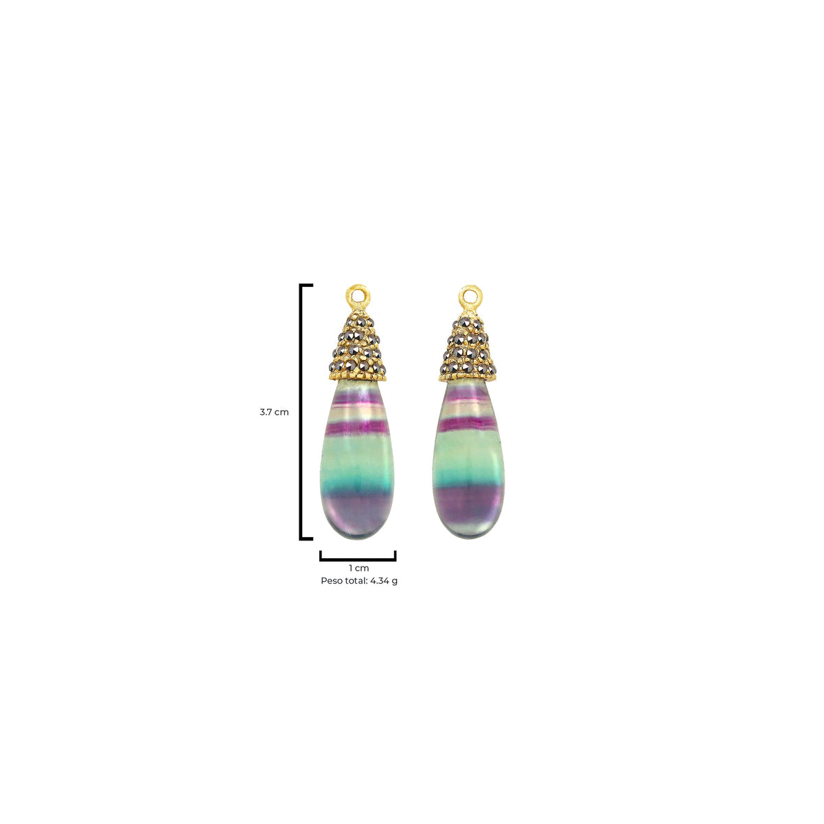 Drop calabazo fluorita con pátina grisáceo Drops de Joyería Regina Castillo