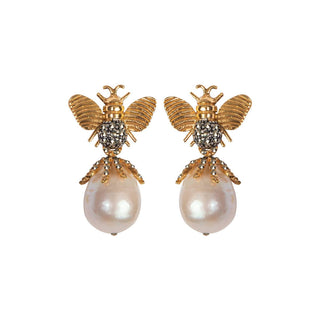 Arete Abeja I + Drop Garry Perla barroca Arete + Drop de Joyería Regina Castillo