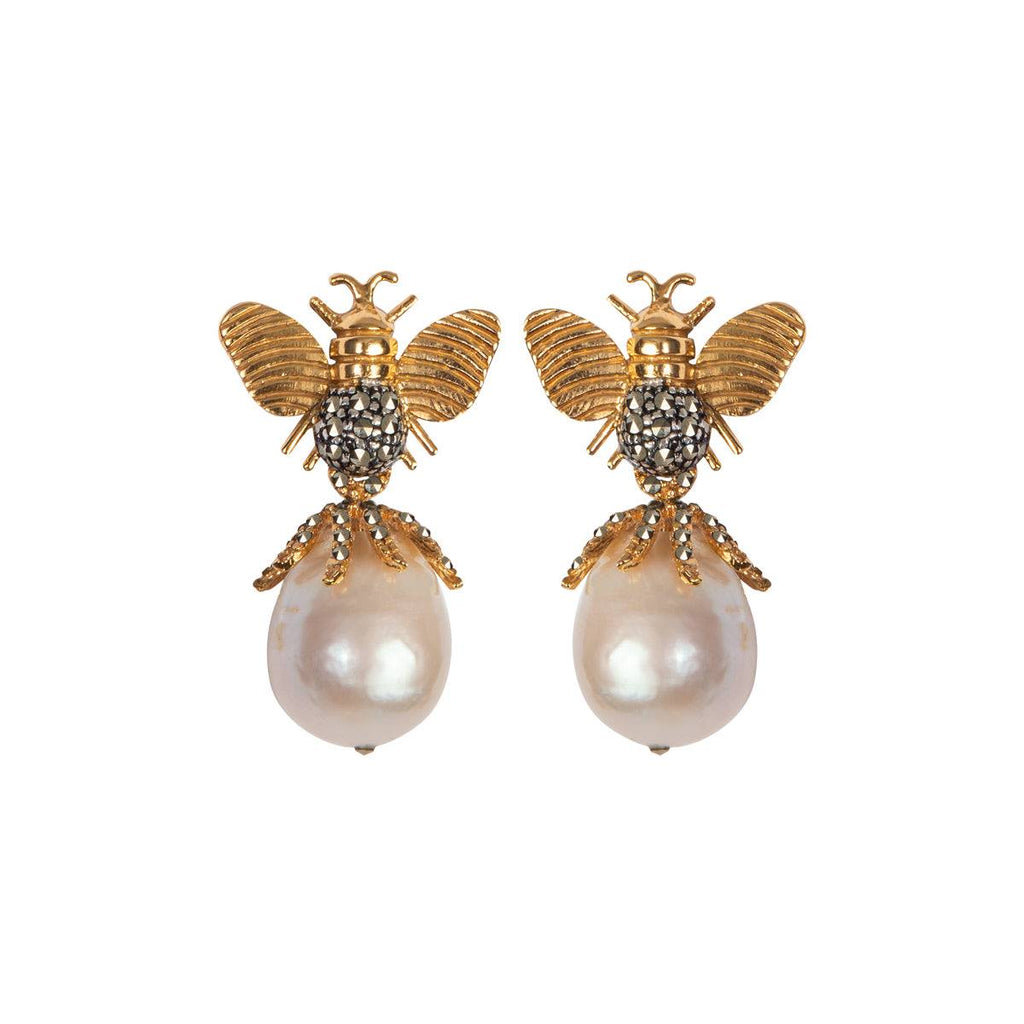 Gucci Bee and Pearl Drop Earrings