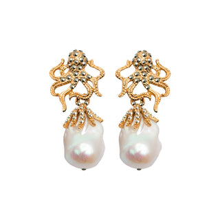 Arete Pulpo + Drop Garry Perléé Arete + Drop de Joyería Regina Castillo