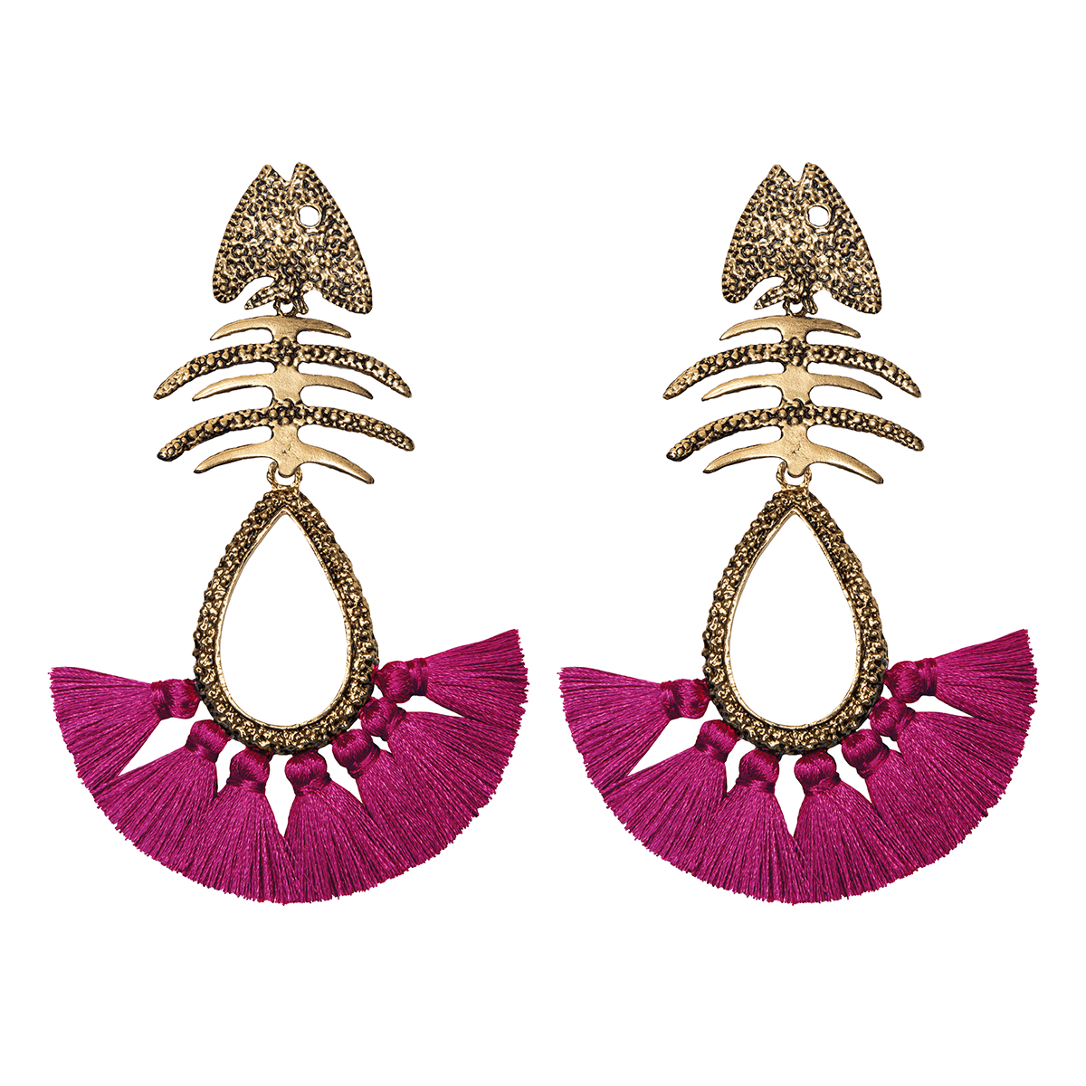Arete bugs esqueleto pez largo Aretes con Drop (No desmontable) de Joyería Regina Castillo