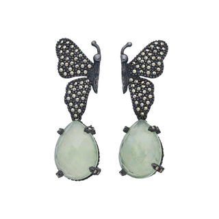 Arete mariposa Katie + Drop preinita de plata desmontable Arete + Drop de Joyería Regina Castillo