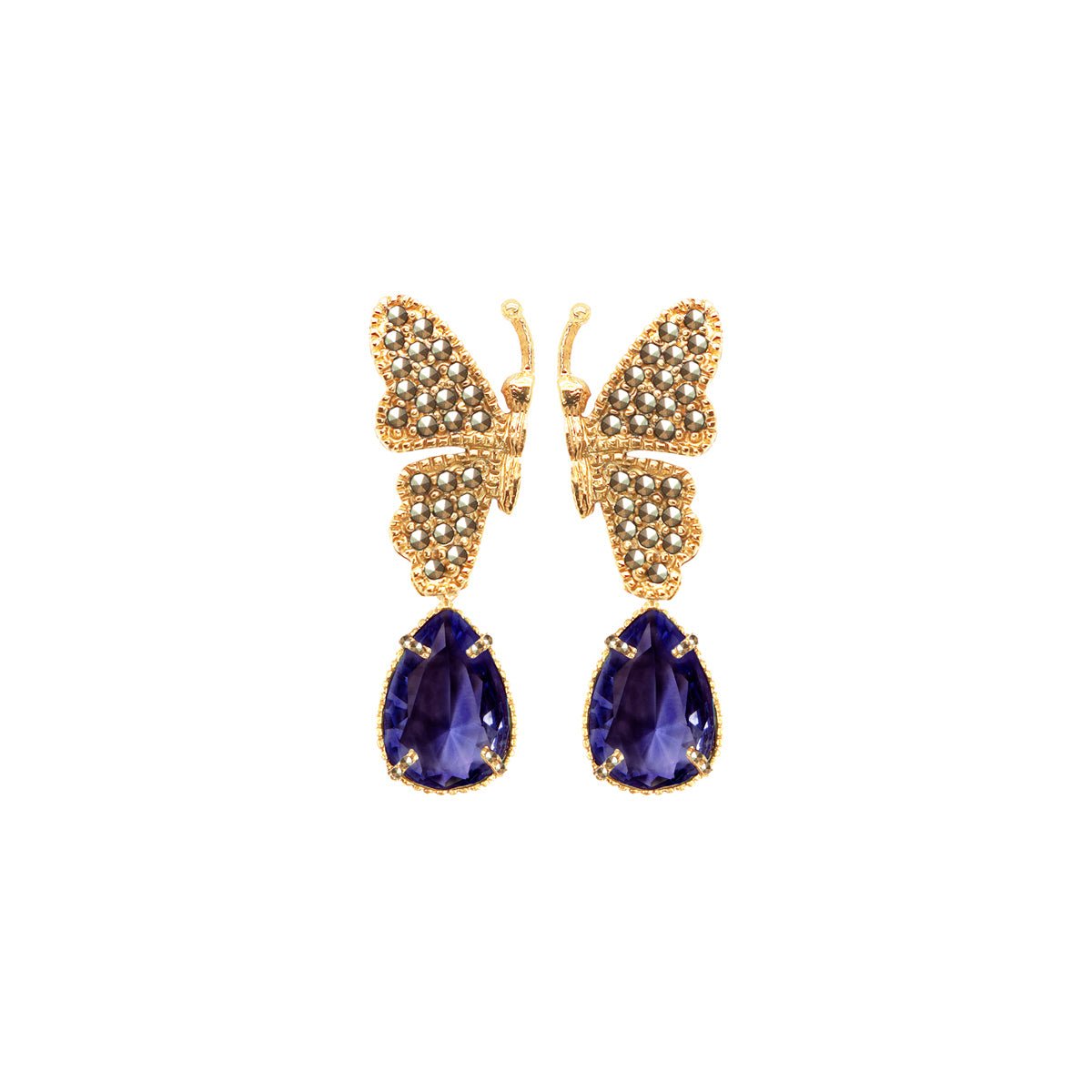Combo Arete Mariposa con Drops Clásicos chicos Arete + Drop de Joyería Regina Castillo