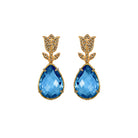 COMBO Tulip Gold Drop Clásico Violeta y Azul. Drop Cap Verde Claro (LIMITED) Arete + Drop de Joyería Regina Castillo