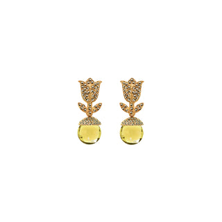 COMBO EARRING TULIP GOLD + DROP TRAPEZ BLUE JADE, DROP FUT GOLD YELLOW, DROP SQUARE GOLD PINK