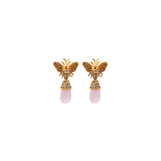 COMBO BEE EARRINGS CH GOLD + CLASSIC DROP CH BETAMINA, FUT CH YELLOW DROP, ROSE QUARTZ DROP