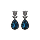 COMBO ARETE TULIPAN PAV + DROP CLASICO PAV MORGANITA, DROP CLASICO PAV BETAMINA, DROP CLASICO PAV AZUL Arete + Drop de Joyería Regina Castillo
