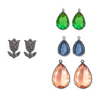 COMBO Tulip Pav Drop Clásico verde chico, Drop clásico Morganita y Drop Kunsita (LIMITED) Arete + Drop de Joyería Regina Castillo