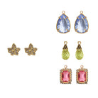 COMBO Hoja Gold Drop Clásico azul, Drop mini square y Drop briolette (LIMITED) Arete + Drop de Joyería Regina Castillo