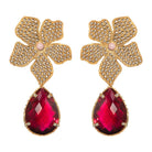 Arete Flor Catha con Drop Lumiere I Gold Arete + Drop de Joyería Regina Castillo