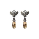 Arete Abeja I + Drop Calabazo Labradorita Intercambiable Arete + Drop de Joyería Regina Castillo