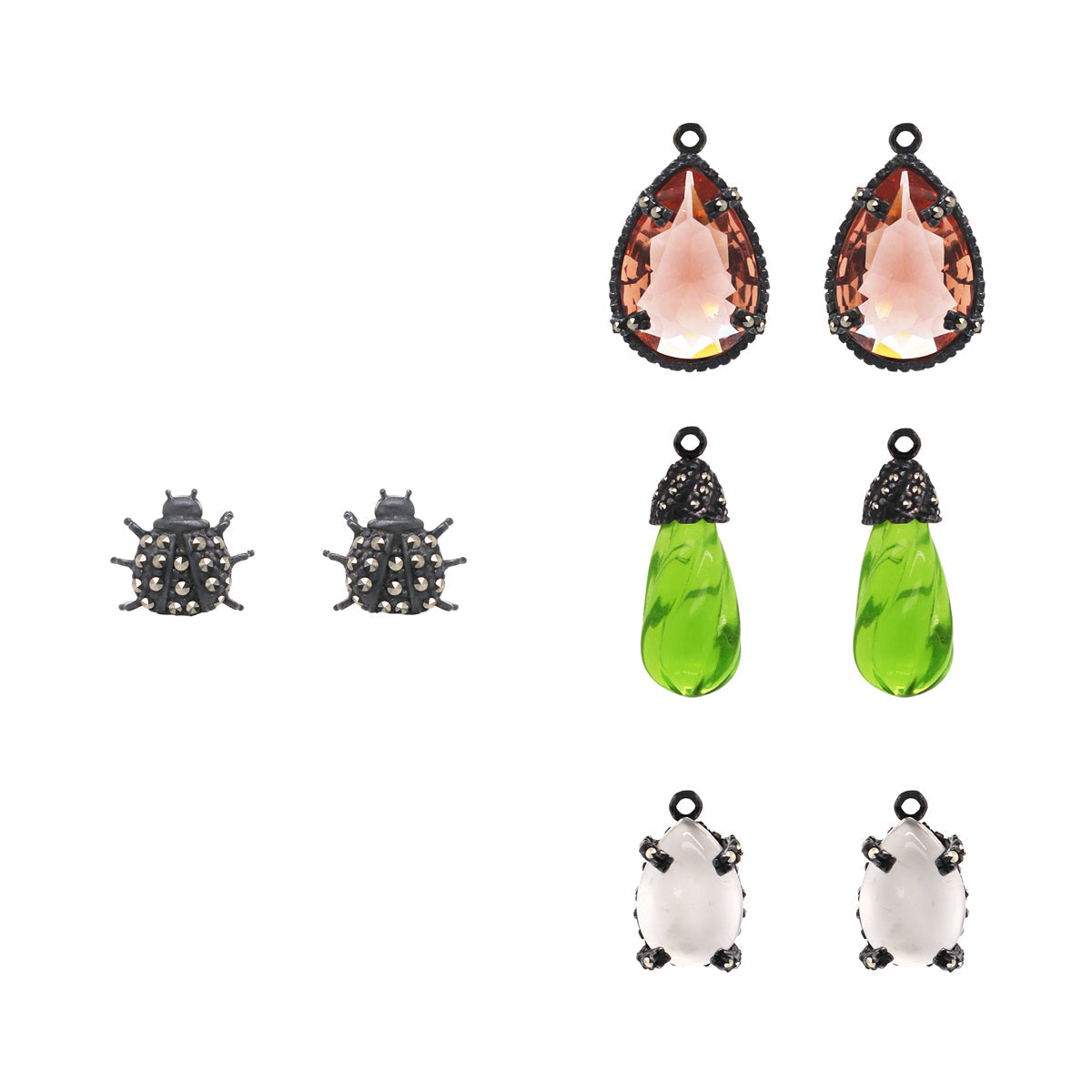 COMBO Arete Catarina Con Drop clásico, mini Ópalo y Drop Briolette (LIMITED) Arete + Drop de Joyería Regina Castillo