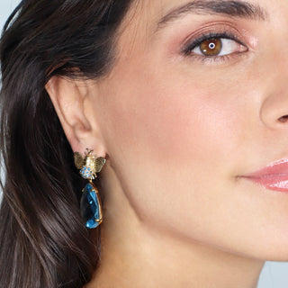 Aretes Bee Gold + Drop Gd Gold Arete + Drop de Joyería de autor Regina Castillo