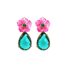 ARETE CAMELIA ROSA CHICA Arete + Drop de Joyería Regina Castillo