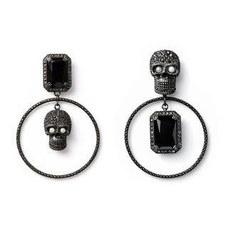 SKULL PAV HOOP EARRINGS