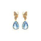 Arete Mariposa Gold + Drop Ch Azul Bebe Arete + Drop de Joyería Regina Castillo