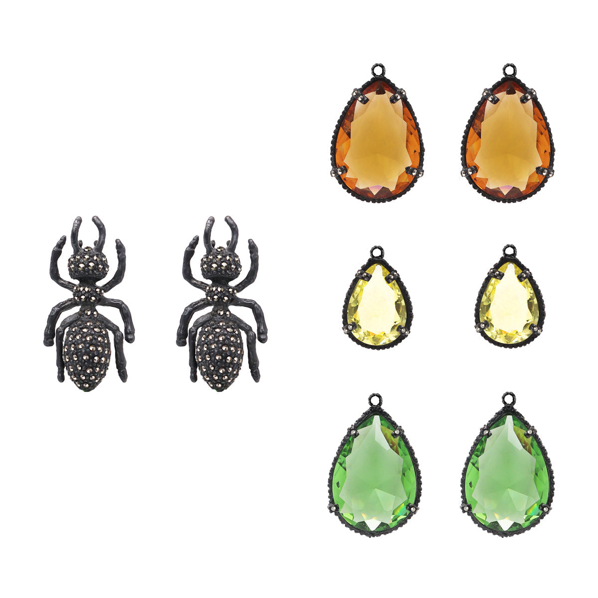 COMBO HORMIGA ATTA PAV CON DROP CLÁSICO VERDE, AMARILLO Y ÁMBAR Arete + Drop de Joyería Regina Castillo