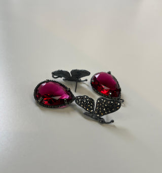 Katie Butterfly Earring + Classic Detachable Silver Drop