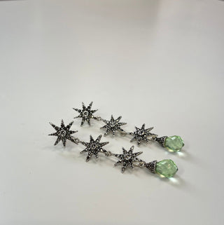 Triple Polaris Earring with Mint Green Briolette Drop