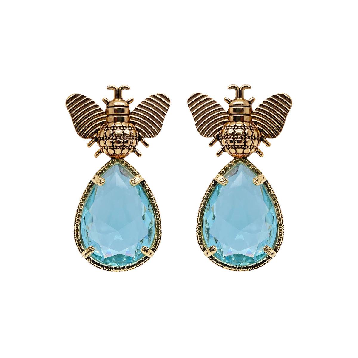 Arete bugs abeja azul tatiana Arete Bugs de Joyería de autor Regina Castillo