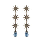 Arete Triple Polaris + Drop Briolette azul bebé Aretes de Joyería Regina Castillo