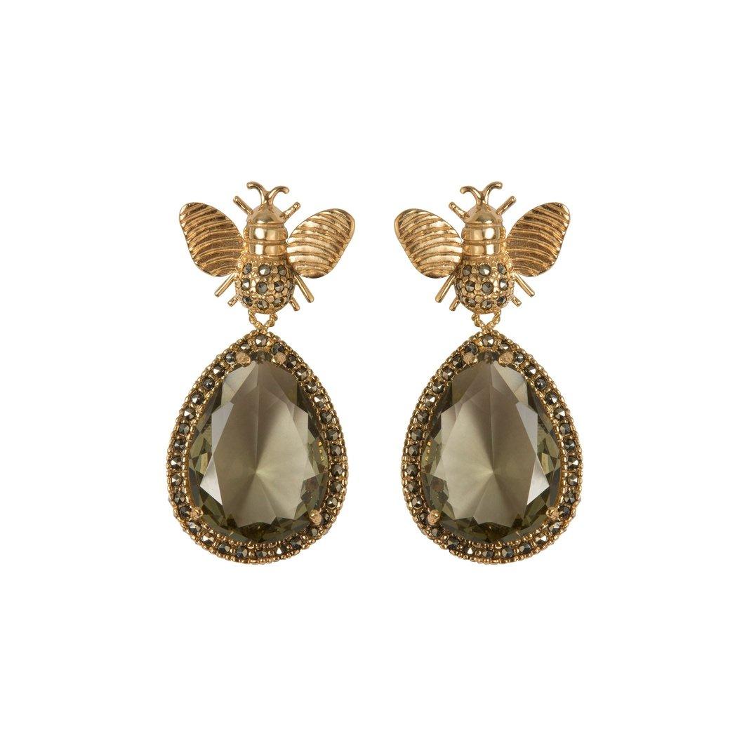 Arete Abeja I + Drop Jan jumbo de plata desmontables Arete + Drop de Joyería de autor Regina Castillo