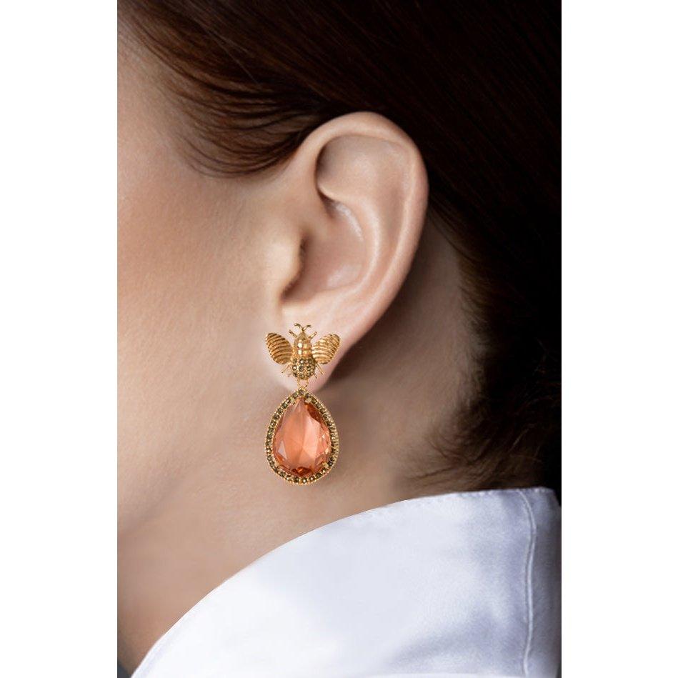 Arete Abeja I + Drop Jan jumbo de plata desmontables Arete + Drop de Joyería Regina Castillo