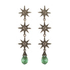 Arete Triple Polaris con Drop Briolette verde menta Arete + Drop de Joyería Regina Castillo