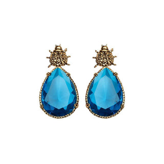 Arete bugs catarina azul Aretes con Drop (No desmontable) de Joyería Regina Castillo