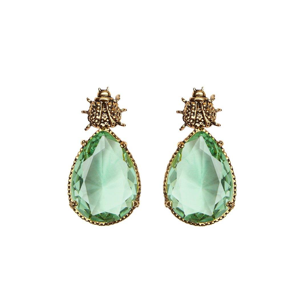 Arete bugs catarina menta Aretes con Drop (No desmontable) de Joyería Regina Castillo
