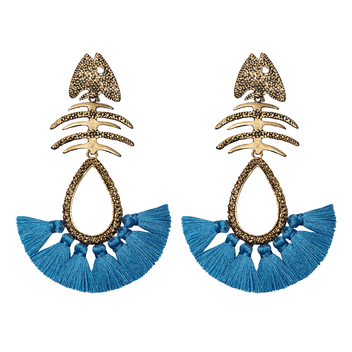 Arete bugs esqueleto pez largo Aretes con Drop (No desmontable) de Joyería Regina Castillo