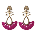 Arete bugs esqueleto pez largo Aretes con Drop (No desmontable) de Joyería Regina Castillo