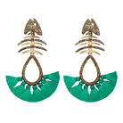 Arete bugs esqueleto pez largo Aretes con Drop (No desmontable) de Joyería Regina Castillo