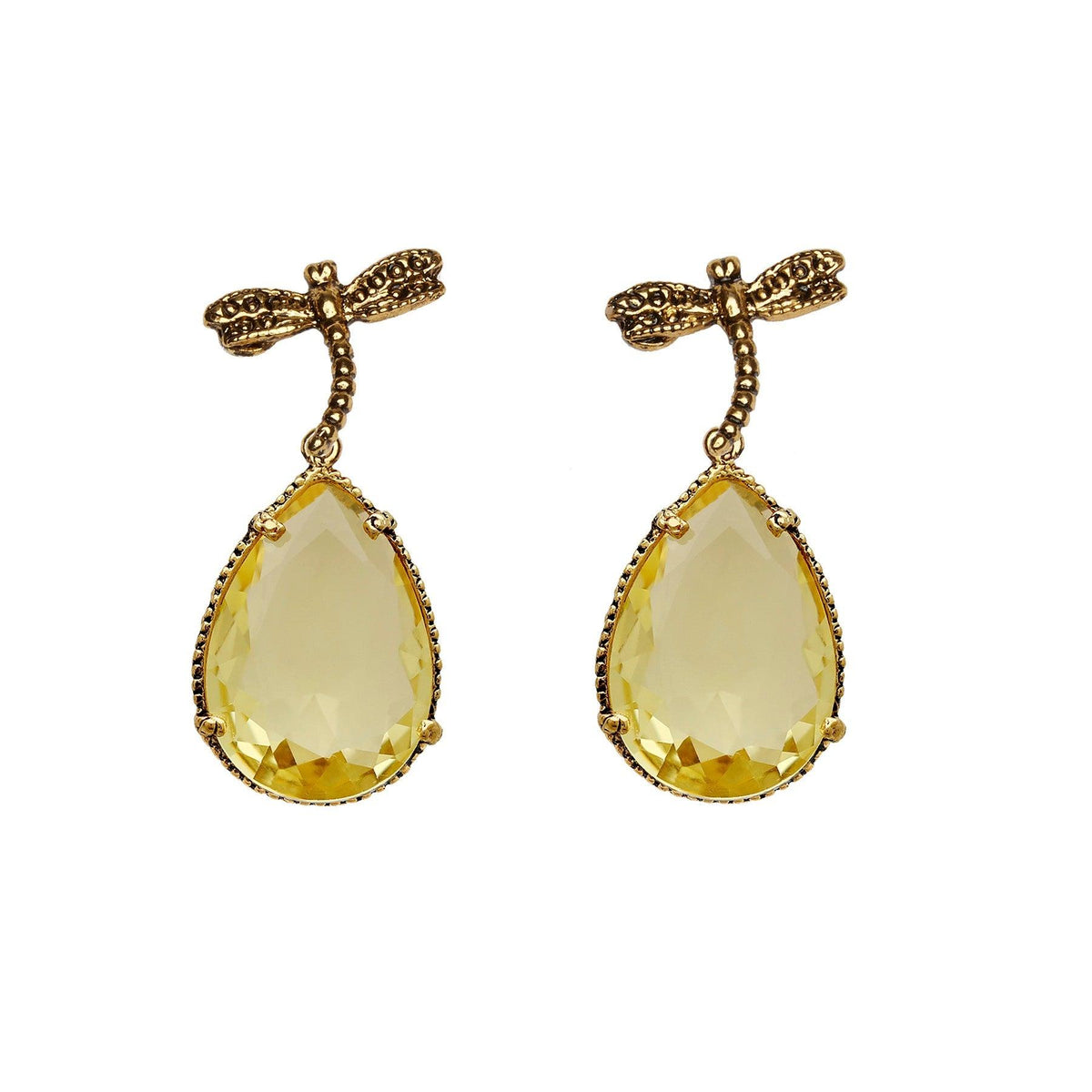 Arete bugs libélula amarillo Aretes con Drop (No desmontable) de Joyería Regina Castillo