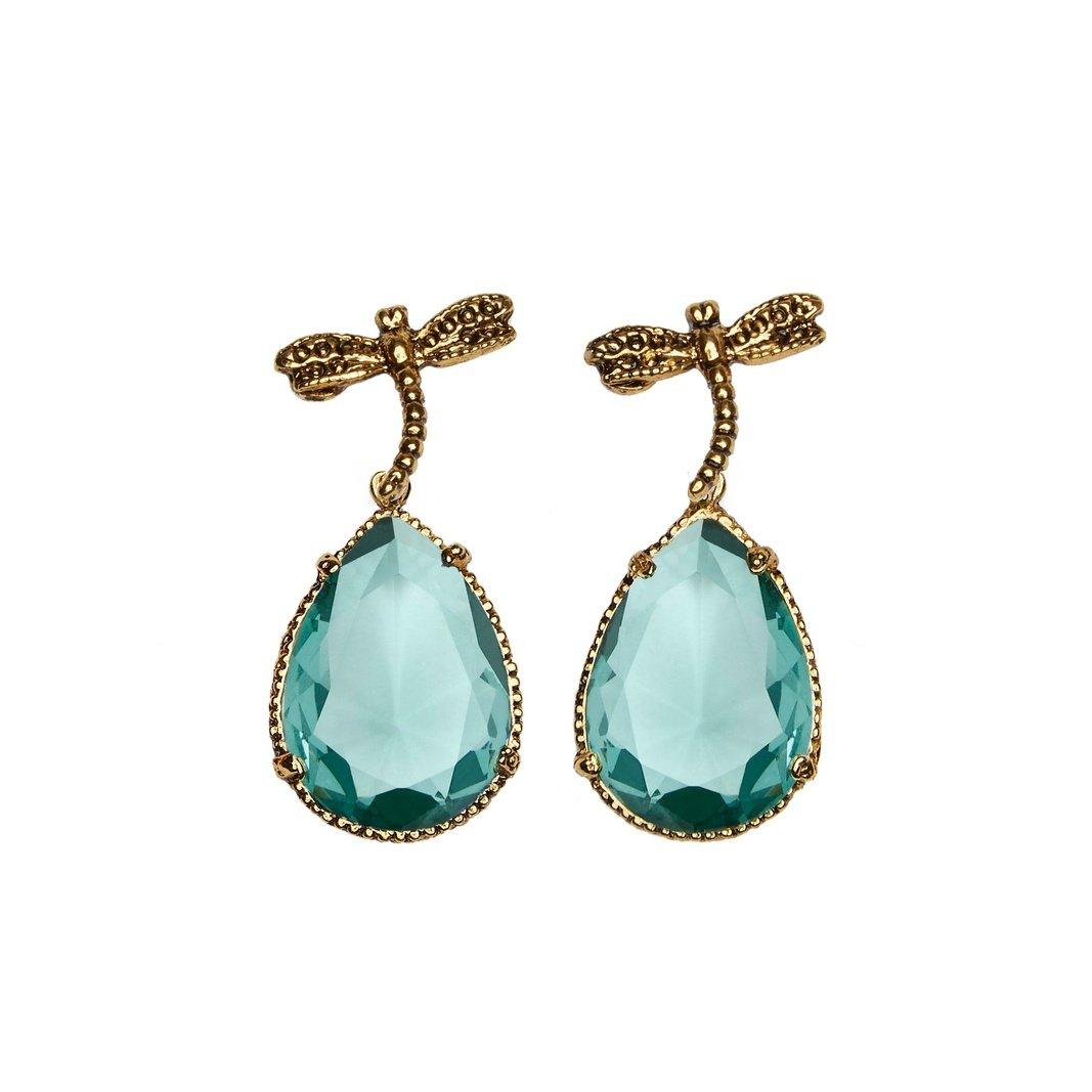 Arete bugs libélula aqua Aretes con Drop (No desmontable) de Joyería Regina Castillo