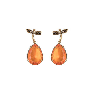 Arete bugs libélula naranja Arete Bugs de Joyería de autor Regina Castillo