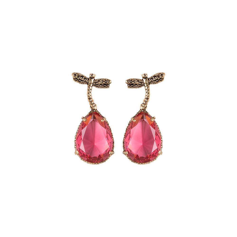 Arete bugs libélula rosa Aretes con Drop (No desmontable) de Joyería Regina Castillo
