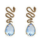 Arete bugs víbora espiral azul bebé Aretes con Drop (No desmontable) de Joyería Regina Castillo
