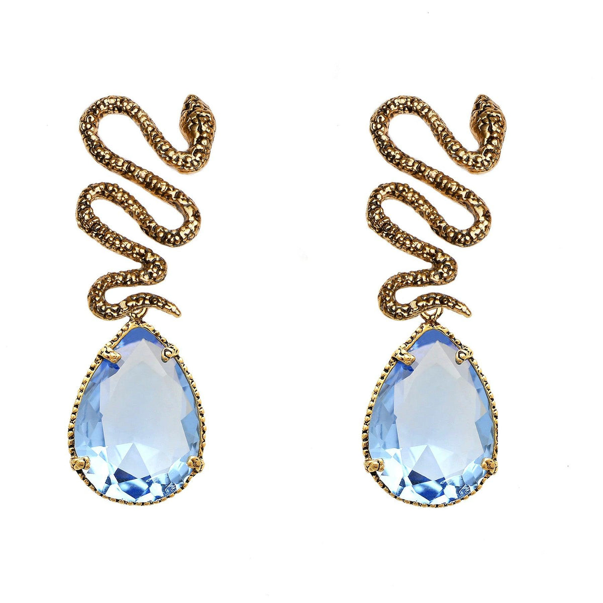 Arete bugs víbora espiral azul bebé Aretes con Drop (No desmontable) de Joyería Regina Castillo