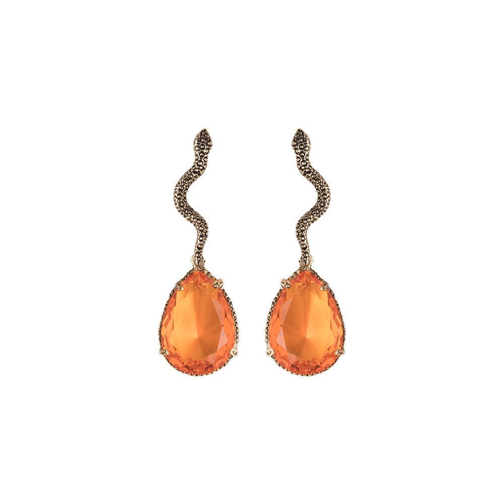 Arete bugs víbora naranja Arete Bugs de Joyería de autor Regina Castillo