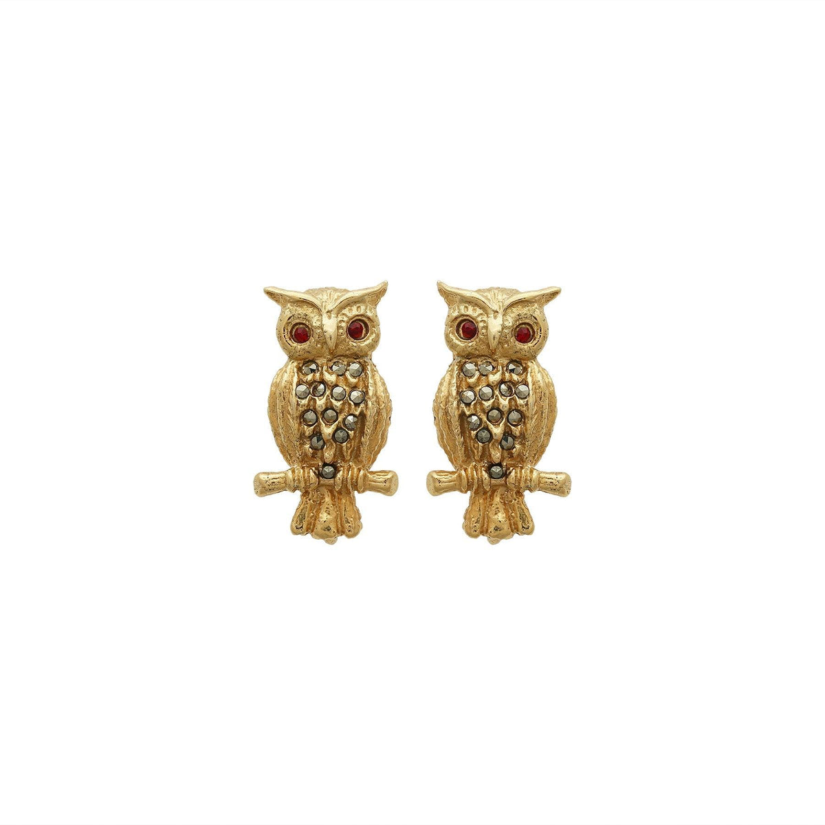 Arete búho gold. Aretes de Joyería Regina Castillo