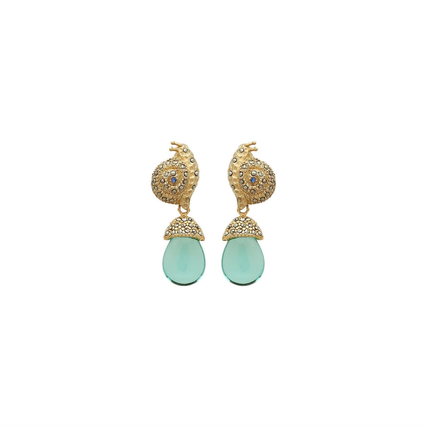 Arete caracol siphon gold + Drop hatty gold desmontable Arete + Drop de Joyería de autor Regina Castillo