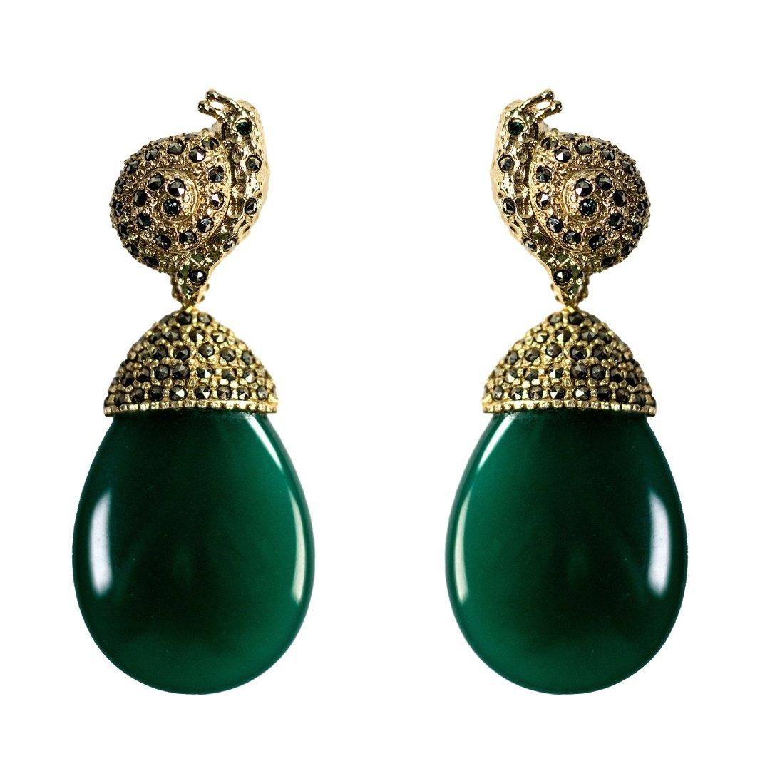 Arete caracol siphon gold + Drop hatty gold desmontable Arete + Drop de Joyería Regina Castillo