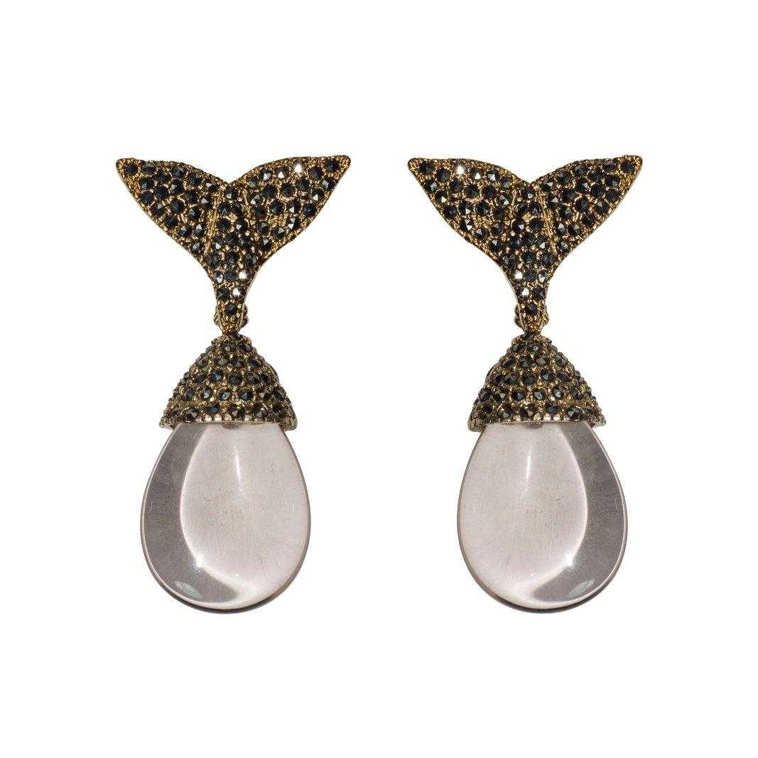 Arete cola de ballena + Drop hatty med Gold desmontable Arete + Drop de Joyería de autor Regina Castillo