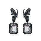 Arete mariposa katie + Drop baguette desmontable Arete + Drop de Joyería Regina Castillo