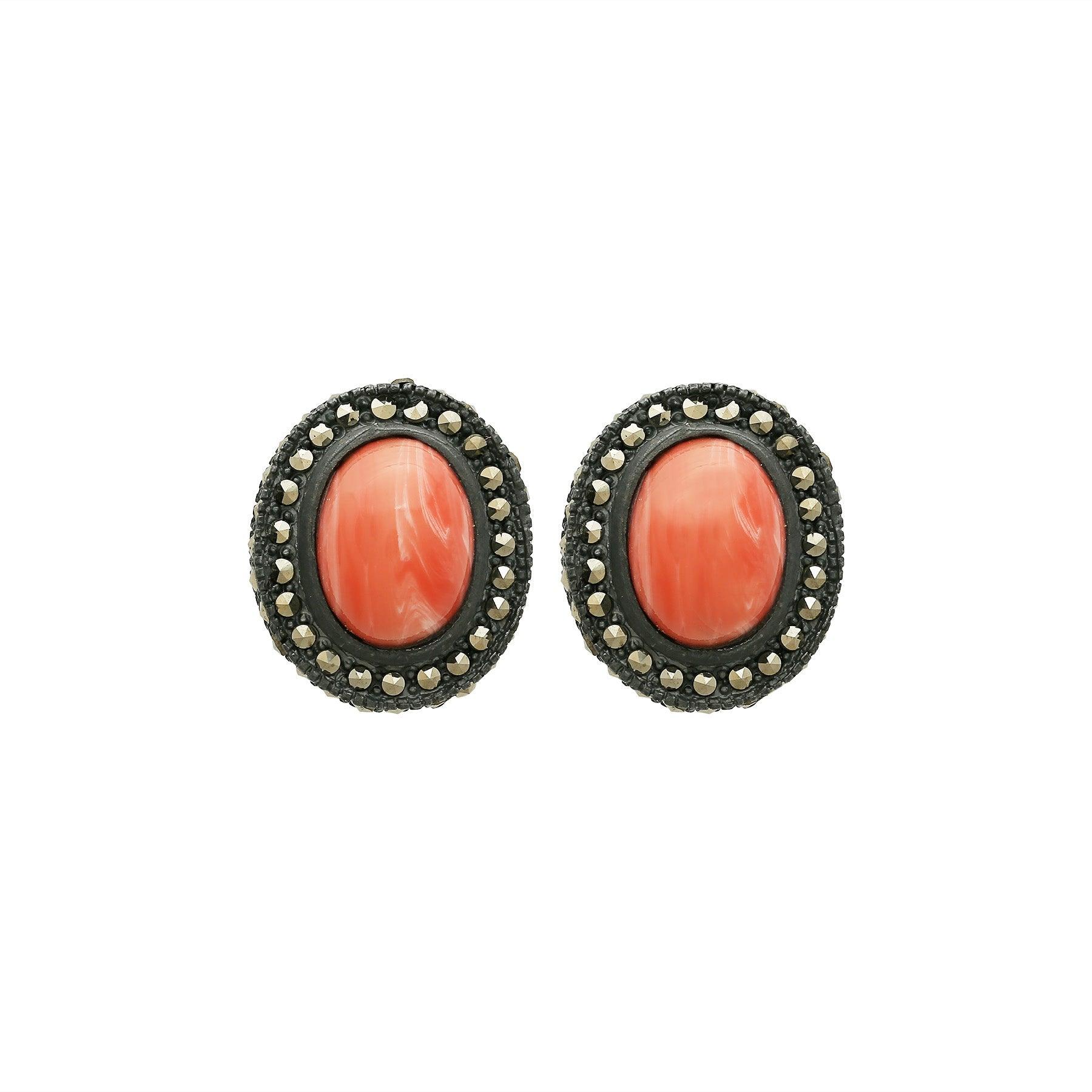Arete oval coral personalizable Arete Base de Joyería de autor Regina Castillo